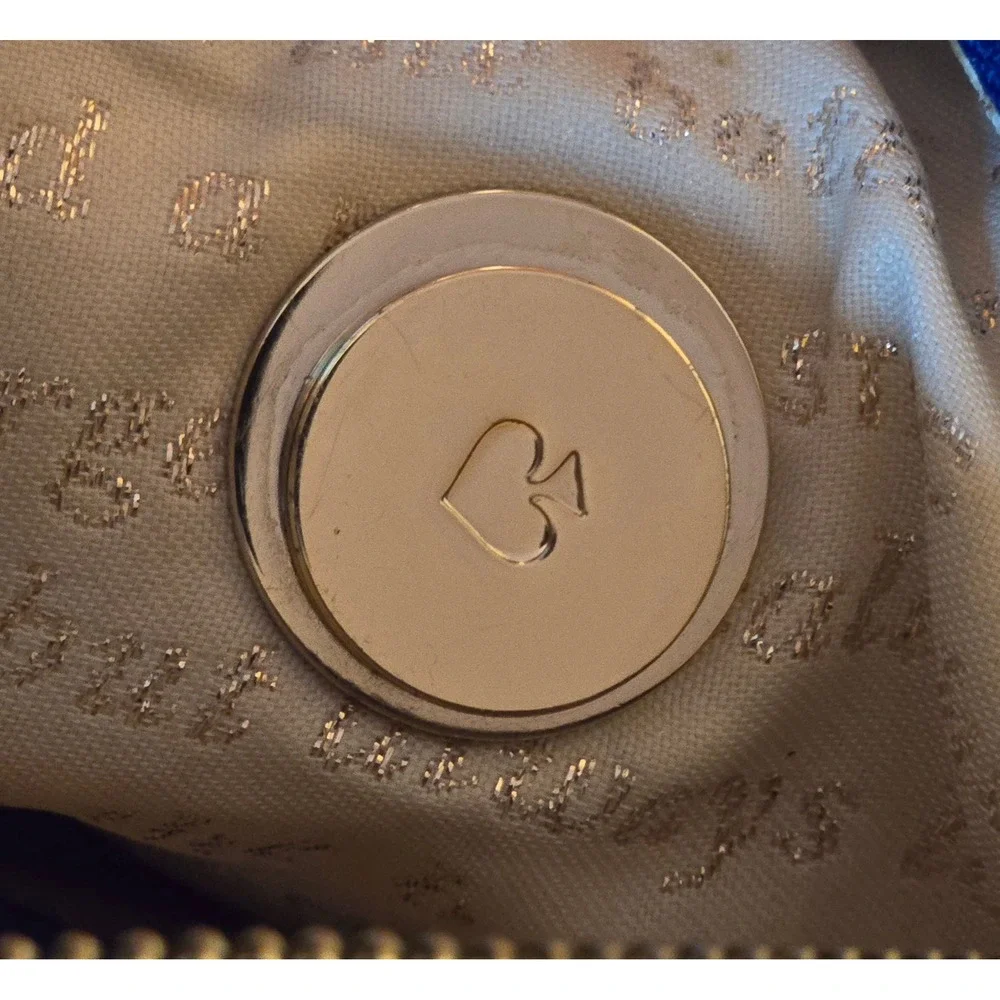 Kate Spade Quilted Leather Satchel Cobalt Blue Gold Chain Crossbody Bag